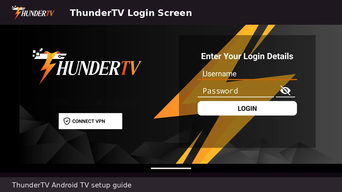 ThunderTV IPTV login screen on Android TV