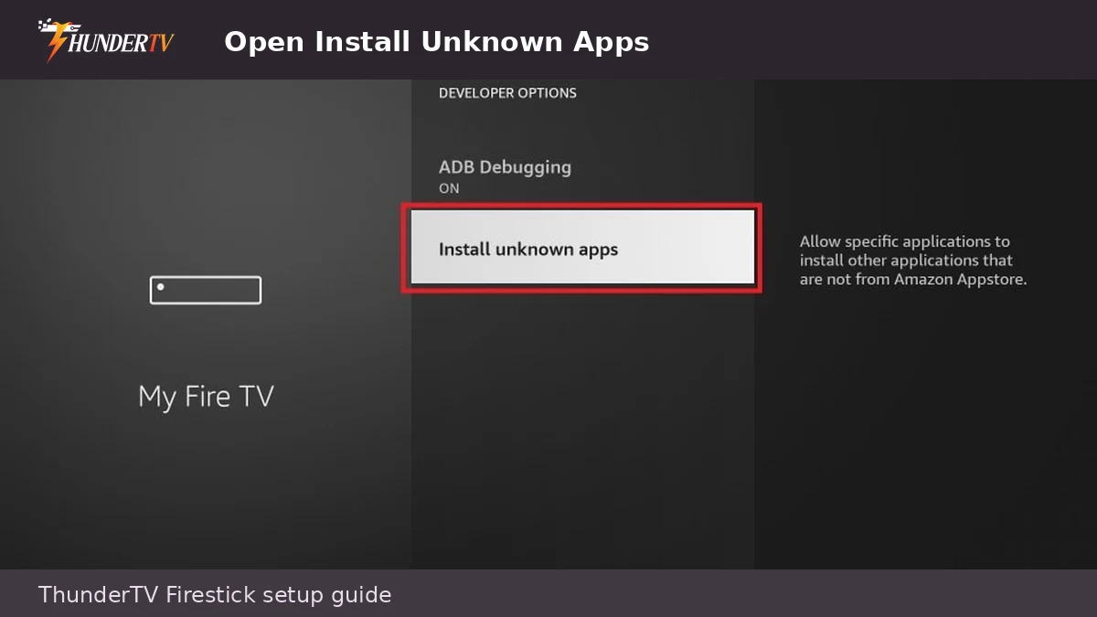 Install Unknown Apps menu on Firestick for IPTV setup