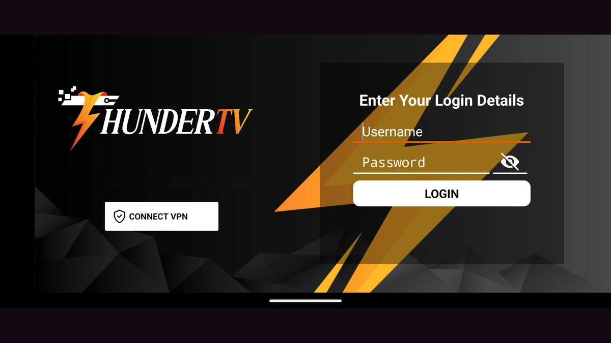 ThunderTV IPTV login screen on Firestick